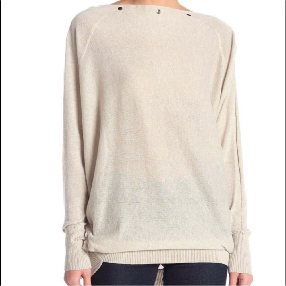 BLVD grey large snap neck sweater size large